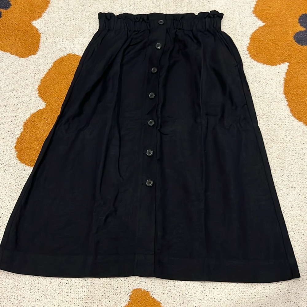 NWOT Madewell Black Linen Blend Midi Skirt